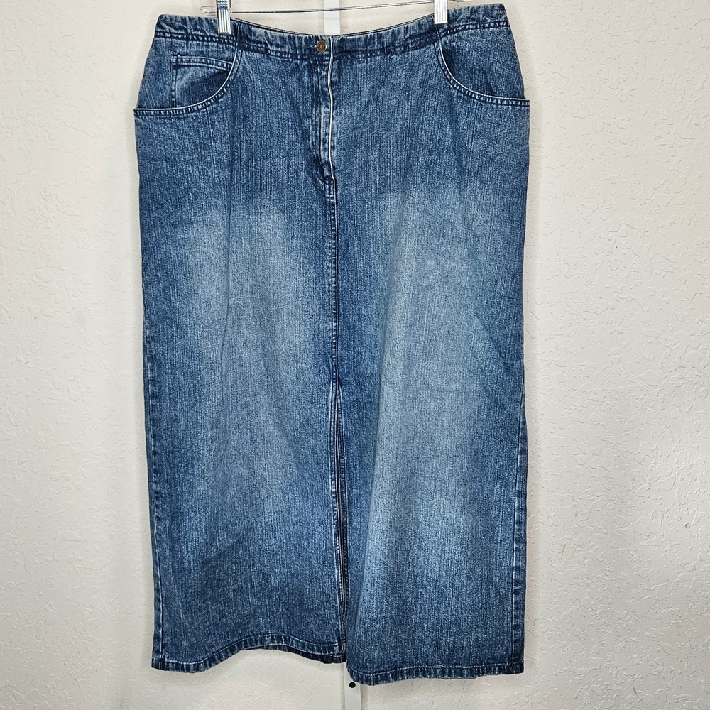 Vintage Y2K Village Sport Denim Maxi Skirt 16W Plus Size Blue 100% Cotton